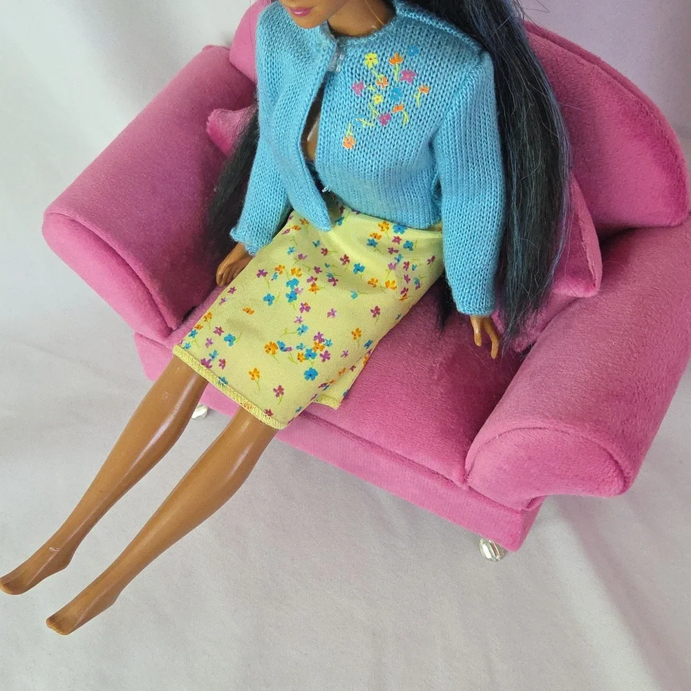 Pink Velvet Jewelry Box Couch Can Be Dolls Sofa Like New